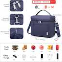 NOL Natural Organic Lifestyle Insulated Lunch Bags for Women Cooler Bag Lightweight Nylon Waterproof Lunch Box For Work (Navy Blue, Medium(Normal))