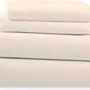 4 Piece Queen Bed Sheets Set | Queen Bed Sheets  Light Weight, Soft Breathable Sheets | Brushed Cotton Rich Blend | Secure-Fit, Wrinkle Resistant, Durable, Easy Care Bed Sheets | Comfy Sheets | Ivory