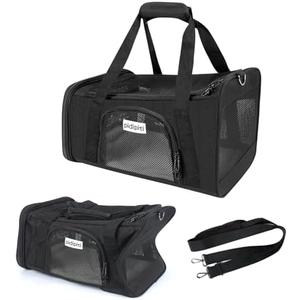pidipiti 17 x 12 x 8.5 TSA Approved pet Carrier for Extra-Small Dog Under 6-8 lbs and Small cat Under 8-10 lbs,10.5'' Higher Side with Elastic Frame to Putted underseat for jetblue Airlines.