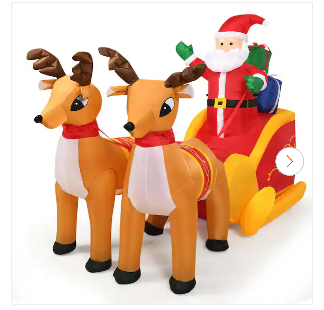 6 ft. Pre-lit LED Lights Santa Double Deer Christmas Inflatable with Waterproof Polyester Fabric