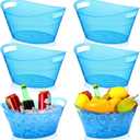 meekoo 6 Pcs Plastic Ice Buckets Bulk with Handles 4.5L Oval Storage Tub Large Capacity Ice Drink Bucket for Party Bar Wine Beer Champagne Beverage Bottle Cooler (4.5 L,Blue)