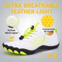 DOTH Barefoot Shoes for Men Women Quick Dry Wide Toe Box Water Footwear for Gym Walking Trail Hike Travel Outdoor (9.5 Women/7.5 Men, White A34)