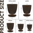 Utopia Home - Plant Pots Indoor with Drainage - 7/6.6/6/5.3/4.8 Inches Garden Flower Pots for Indoor Planter - 5 Pack Brown Plastic Planters - Ideal for Stocking Stuffers or Room, Office Home Decor