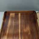 Large Square Ottoman Tray Wood Decorative Tray for Coffee Table Living Room Acacia Serving Trays with Gold Handles, 20" x 20" x 2"