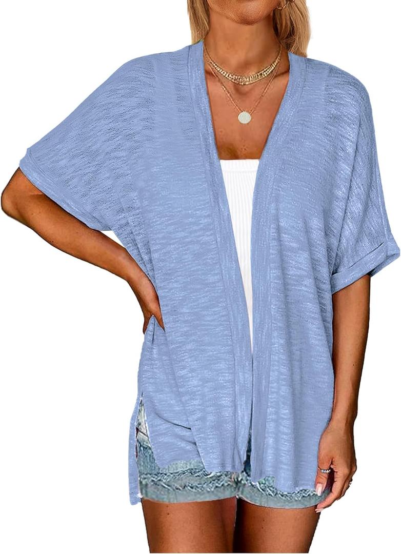 Yekaty Lightweight Cardigans for Women Casual Summer Short Sleeve Cardigan Open Front Beach Coverups 2026, 3XLarge