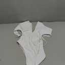 Saodimallsu Womens Sexy One Piece Bathing Suit Plunge Neck Cut Out Backless Criss Cross High Waisted Swimsuit Size L, White