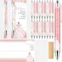 BCVWEG 30 Set Quinceanera Party Favors Include Sweet 15 Ballpoint Pens Thank You Cards Gift Bags Quinceañera Gifts Black Ink Pen Thank You Gifts for 15th Birthday Party Mis Quince Guests Souvenir