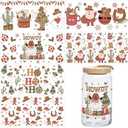 kreat4joy 6 Sheets Christmas UV DTF Cup Wrap Transfer Stickers Western Cowboy Santa Ginger Man Snowman Howdy Christmas Cup Decals for Glass Can Tumbler Cup Crafts