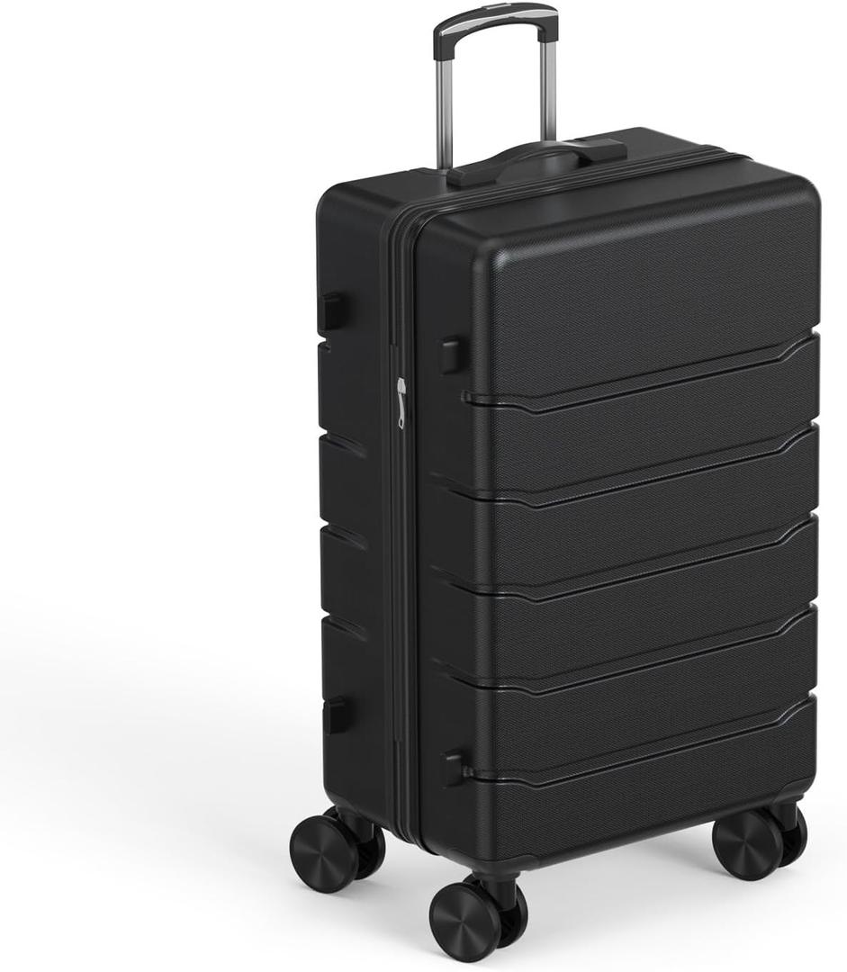 NEWBULIG 21 Inch Carry On Luggage, ABS Hard Shell Lightweight Rolling Expandable Suitcase with Double Spinner Wheels & TSA Lock, Travel Suitcase for Business Trips and Short Vacations, Black