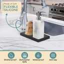 Silicone Countertop Tray  Small + Large Bathroom Vanity Organizer for Soap Dispenser, Lotion Bottles, Perfume, Candles, Keys  Shatterproof Sink Tray (Set - Small (7.8") + Large (11.8"), Black)