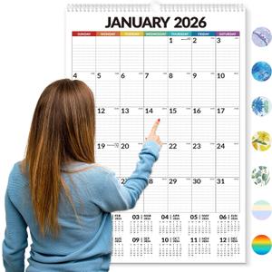 Forvencer 2026 Calendar, Extra Large 22"x15" Wall Calendar, 18-Month from Jan 2026 to Jun 2027, Big Numbers Bold Print, Vertical Hanging Monthly Planner, Spiral Hook & Stickers for Seniors Home Office