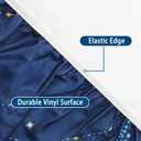 Ramadan Round Fitted Tablecloth with Elastic Edge Waterproof Washable Gold Moon Star Table Cloth Fit 44"-48" Round Table Cover Eid Mubarak Decor for Kitchen Dining Picnic Outdoor Party (Blue)