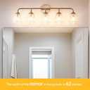Daunton 5-Light Vintage Vanity Light, Brushed Brass Vanity Lighting, Elegant Bathroom Lighting Fixtures Over Mirror, Bathroom Vanity Light with Clear Glass Shade, Gold Wall Sconce for Bedroom, 31.5in