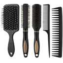 5Pcs Hair Brushes for Women Hair Comb Set Detangler Brush for Men and Women Wet, Dry, Curly and Straight Hair (Black)