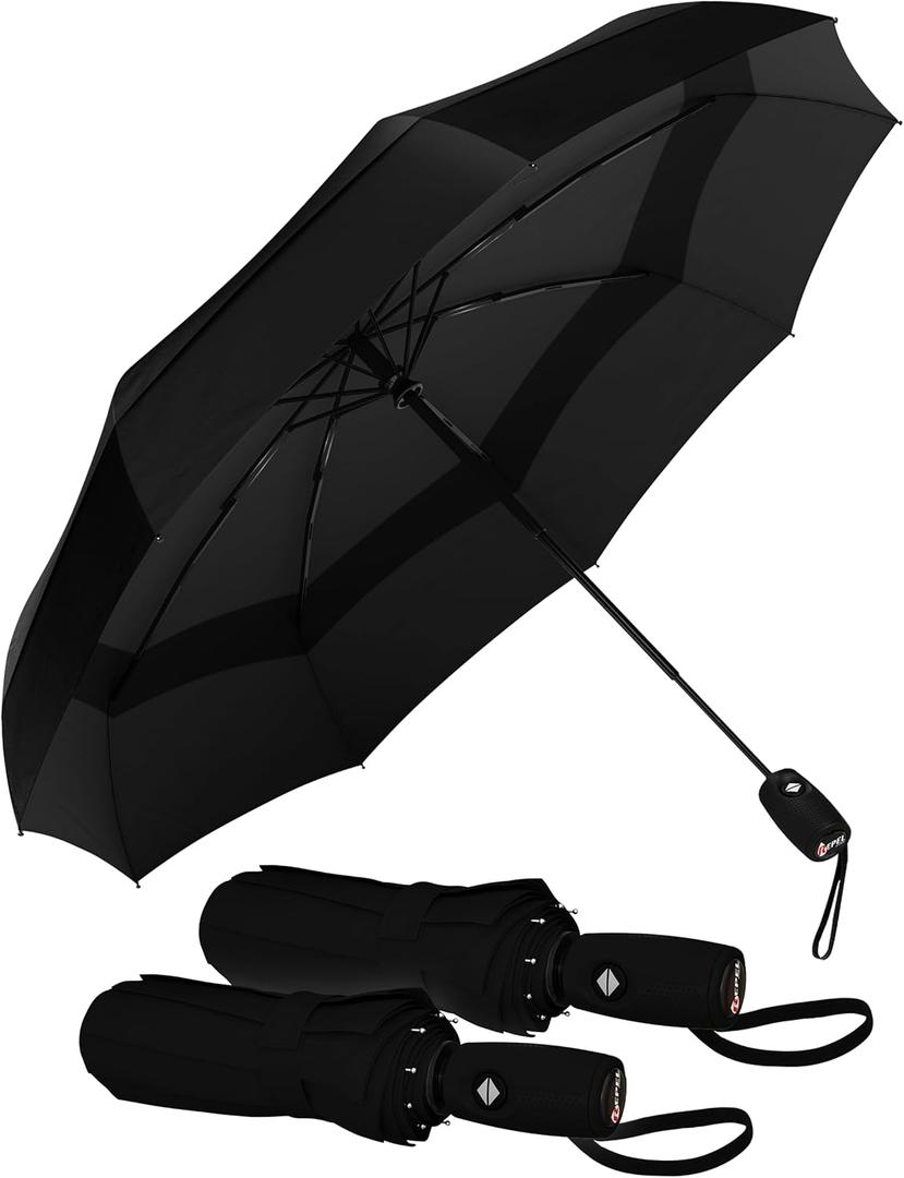 REPEL Windproof Travel Umbrella - Compact & Withstands Winds up to 85MPH , Strongest Premium Auto Folding Umbrella for Rain and Sun - Durable, Light & Portable for Women & Men , Fits Backpack & Cars