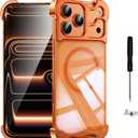 iPhone 17 Pro Metal Bumper case with Magnetic - Orange | Fit for MagSafe, 4-Corner Airbag Rugged Shockproof, Frameless Minimalist slim cover, DIY Assemble Design, Camera Protection