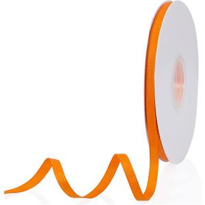 Orange 1/4" X 50 Yards Solid Color Double Faced Grosgrain Ribbon for Gifts Wrapping, Wedding, Party, Crafts, Hair Bows, Flowers, Home DIY Decor