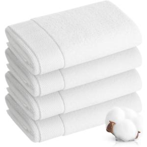 Hand Towel - 100% Cotton White Towels for Bathroom and Gym,Dorm Room Essentials,Soft Hand Towels Set of 4