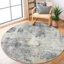Lahome Modern Abstract Round Rug - 5Ft Grey Living Room Rugs Washable 5x5 Circle Rugs Indoor Dining Table Mat, Soft Non Slip Low Pile Office Carpet for Bedroom Playroom Kitchen Coffee Table