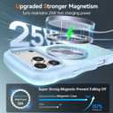 for iPhone 17 Pro Max Case with 360 Magnetic Stand, Clear Glitter Cute Curly Wave iPhone 17 Pro Max Phone Case Compatible with MagSafe, Ring Kickstand Shockproof Cover for Women Men,Blue