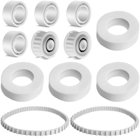 Menkxi 12 Pcs Pool Cleaner Accessories 4 Climbing Rings Replacement Compatible with 6101611 R4 2 Guide Wheels with Pulley Gear Compatible with 3884997 R6 6 Pool Cleaner Track Compatible with 9985006R2