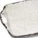 TP Large Serving Trays with Handles, 19" x 12" Melamine Serving Platters for Food, Turkey, Set of 2 Rectangular Trays for Party, Rustic White