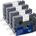 Absonic Tze135 White on Clear Tz Label Tape Compatible for Brother Tze-135 Tz-135 P Touch Tze Label Tape 12mm 0.47" Laminated Refill for Ptouch PTD220 PTD410 PTD200 PTD210 PTH110 Label Maker, 4-Pack