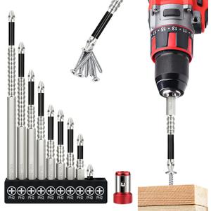 2 x High-Magnetic Screwdriver Drill Bit Set, 9pcs Upgrade S2 Alloy Steel Bits, K5 Impact Resistant Non Slip Bit, Precision Magnetic Bits for DIY/Pro Use
