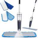 24" Dry mops for Floor Cleaning, Microfiber mop Spray System, Commercial Heavy-Duty Wet mops with 28oz Big Tank, 2 Washable Pads (Commercial Blue, 24inch-1Pack)