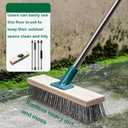Stainless Steel Wire Brush with Long Handle Deck Broom Brush Floor Scrubber Brush for Cleaning Outdoor Broom for Moss, Tough Stains on Concrete, Grout, Garden, Garage, Patio, Swimming Pool