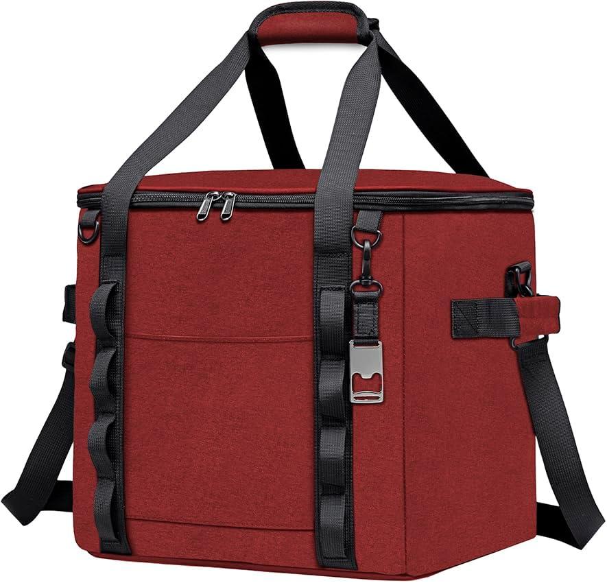 Insulated Soft Cooler Bag 12"x12"x12" Large Leakproof Soft Sided Ice Chest for Travel Beach Camping, 50 Cans Portable Cooler Box for Grocery Shopping, Road Trips, 44qt/60-cans