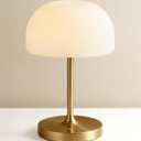 VoMii Mushroom Lamp, 9 Cordless Table Lamp Waterproof Shower Lamps with 4000mAh Battery Rechargeable & 3 Color Temperatures, Dimmable LED Night Light for Bathroom, Bedroom & Home Decor - Brass