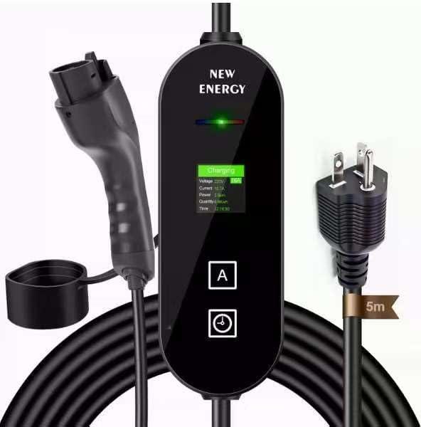 Level 1&2 EV Charger Electric Vehicle Portable Charger with 16FT Cable,16A Adapter Portable EV Chargers Polymer Materials Cable, Adjustable Current Compatible with BYD and Other PHEV/BEV/EV