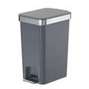 Small Bathroom Trash Can with Lid Soft Close, 10 Liter/2.6 Gallon Slim Garbage Can-Metal Step and Press top Lid, Mini Modern Waste Basket for Toilet, Office, Bedroom,Dorm,Dark Gray