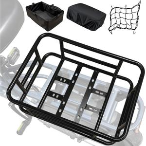 Rear Cargo Rack for E-Bikes Universal Bicycle Rack with Cargo Net, Rain Cover, and Tool-Free Mounting