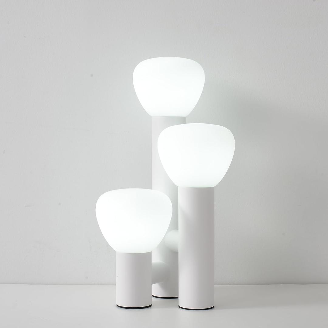 Decorative Mushroom Lamps, Ceramic Lamp for Desk, Unique Set of Lamps for Bedrooms and Side Tables, Desk Lamps for Night Stands, Portable Table Lamps for Living Room (White)