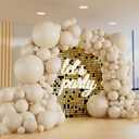 150pcs Sand White Balloons Different Sizes Pack, 18 12 10 5 Inch Party Balloon Garland Arch Kit Birthday Baby Shower Anniversary Wedding Boho Party Decorations(With 2 Ribbons)