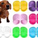 4 PCS Small Dog Sandals, Shoes for Dogs, Candy Colors Dog Sandals for Photo, Doggy Rubber Slipper Shoes Purple (2.7 x 1.5 in (7 x 4cm))
