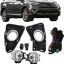 waltyotur Pair Driving Fog Lamps Assembly Replacement for RAV4 2016 2017 2018 Fog Lights Driver Left and Passenger Right Side Front Bumper Replacement for 81210-60200 81220-60120