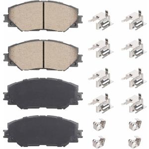 Front Ceramic Disc Brake Pads Set for Toyota Corolla 2009-2019, RAV4 2006-2018, Matrix 2009-2014, Prius V 2012-2017, for Scion xB xD 08-14, for Lexus HS250h 10-12 4PCS(With Hardware)