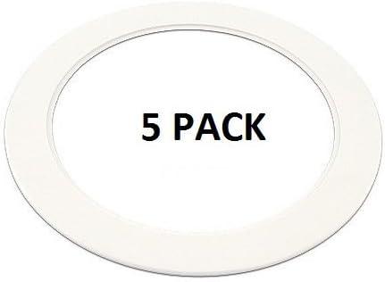 5 Pack-White Light Trim Ring Recessed Can 6" Inch Over Size Oversized Lighting Fixture