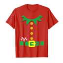 Elf Costume Santa Holiday Christmas Red T-Shirt. XL LADIES, S