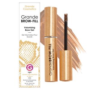 Grande Cosmetics GrandeBROW-FILL Volumizing Brow Gel, Tinted or Clear Eyebrow Mascara, Soft Flexible Hold, Water Resistant (2. Light)