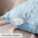 Mixweer Blue Bow Throw Pillow Covers 18x18 Set of 2 Coquette Decorative Pillow Covers Soft Plush Faux Wool Aesthetic Pillowcases Preppy Room Decor for Bed Sofa Couch Living Room