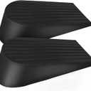Extra Large Rubber Door Stoppers - Heavy Duty Door Stop Wedge, Jumbo Flexible Door Holder - Black 2 Pack - Non Marking Anti Slip Jammer