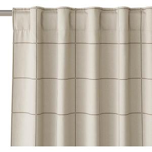 NICETOWN 100% Blackout Plaid Curtains 90 inches Long for Bedroom, Rod Pocket & Back Tab Brighton Windowpane Pattern Window Treatments for Living Room, Taupe, W52 x L90, 2 Panels
