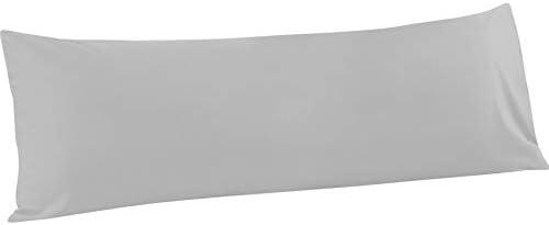 FLXXIE Body Pillow Cover - Super Soft Microfiber 20x54 Body Pillow Case - Envelope Closure, Wrinkle, Stain Resistant Light Grey Body Pillowcase, 20x54, White