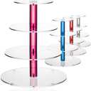 4-Tier Pink Acrylic Cupcake Stand – 12" (1 Piece), Display Tower for Desserts, Perfect for Weddings, Birthday Parties, Baby Showers, and Special Events