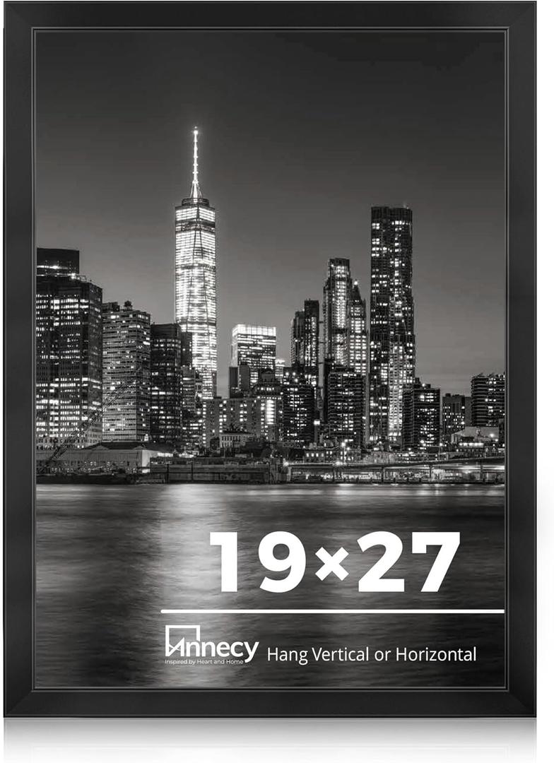 Annecy 19x27 Picture Frame Black（1 Pack）, 19 x 27 Picture Frame for Wall Decoration, Classic Black Minimalist Style Suitable for Decorating Houses, Offices, Hotels