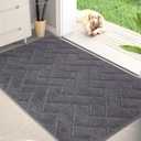 PURRUGS Dirt Trapper Door Mat 32" x 47", Non-Slip Machine Washable Entry Rug, Shoe Scraper, Dog Doormat, Super Absorbent Welcome Mat for Front & Back Door, Muddy Wet Shoes & Paws, Grey, Pack of 2 